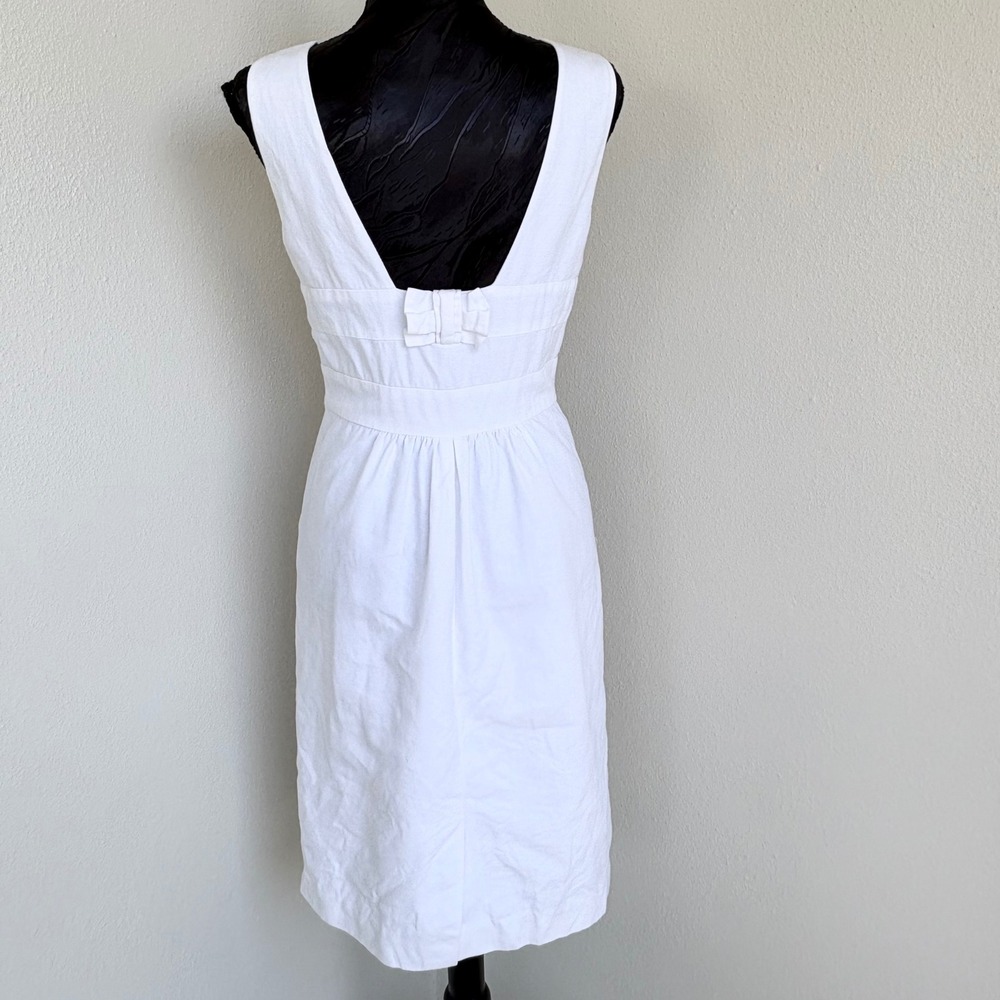 J.Crew Linen-Cotton Bow Back Sleeveless Sheath Dress Women 6 White 84356 Preppy